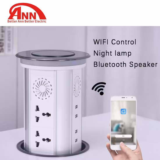 WiFi スマート自動ソケット IP65 ワイヤレス充電サージプロテクターリフトキッチンポップアップテーブルソケットワイヤレス充電器付き